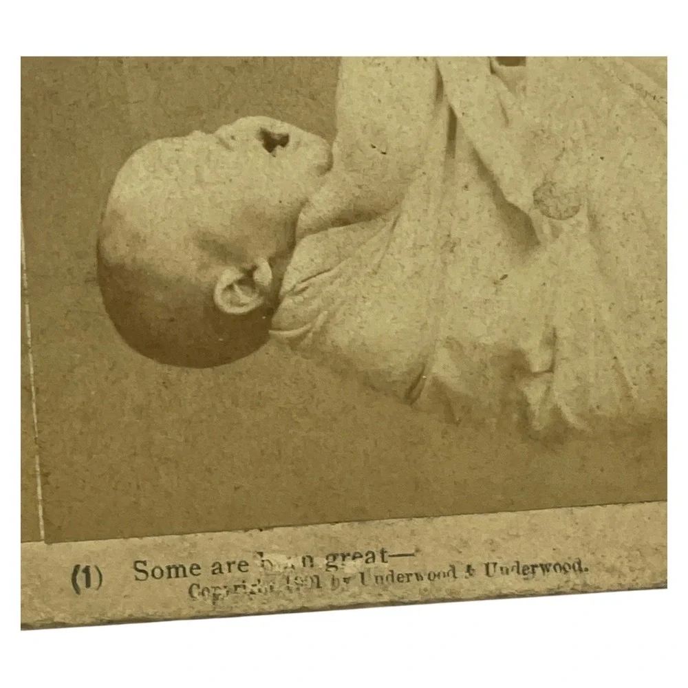 Underwood & Underwood 1891 Stereoview Some‎ Are Born Great Baby Genre Photo